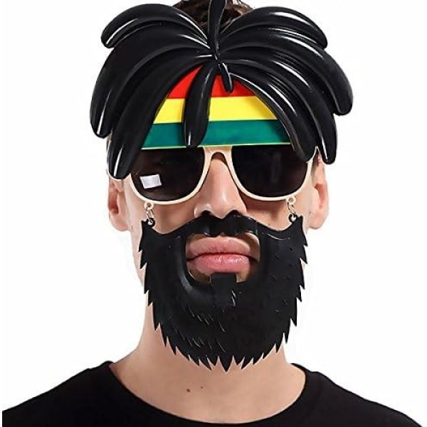 Rasta Peruklu Rasta Sakallı Bob Marley Bıyıklı Parti Gözlüğü 27X18 Cm