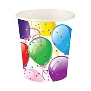 Rengarenk Balonlu Karton Bardak 200Cc-8Oz 8Li