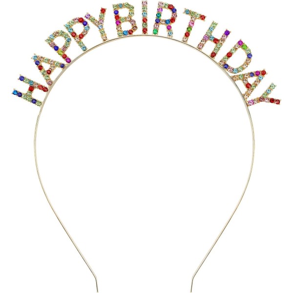 Rengarenk Kristal Taşlı Ekstra Lüks Gümüş Kaplama Happy Birthday Taç 16X17 Cm