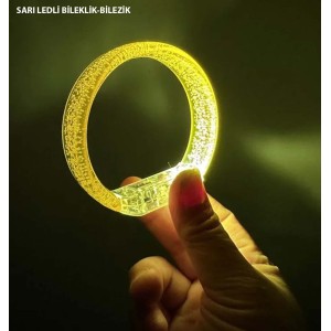 Sarı Led Işıklı Baskı Yapılabilen Pilli Bileklik Bilezik 1,5 Cm G..