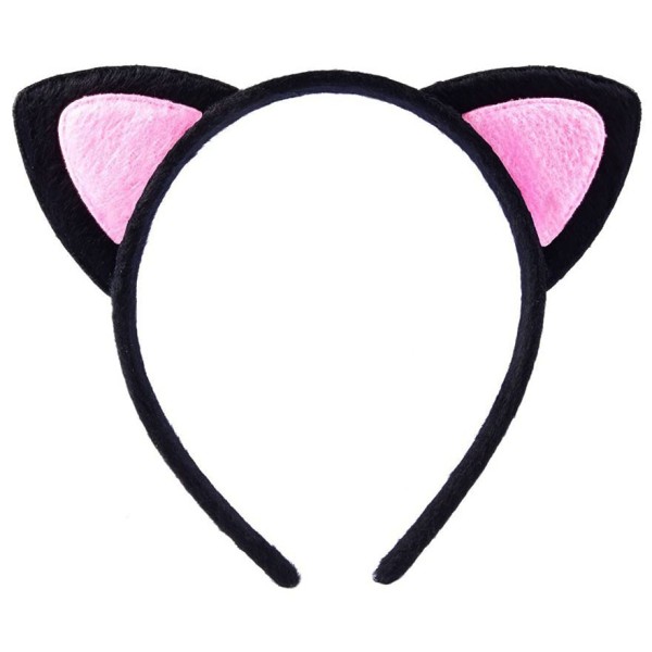 Sevimli Kedi Kulak Pofuduk Kedi Taç Siyah İçi Pembe Renk 17X15 Cm