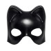 Siyah Deri Görünümlü Kedi Maskesi - Cosplay & Maskeli Balo