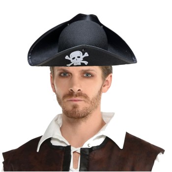 Siyah Renk Korsan Armalı Kaptan Jack Sparrow Korsan Denizci Şapka..