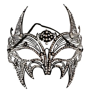 Siyah Renk Lazer Kesim Üzeri Kristal Taşlı Metal Lüks Maske Balo ..