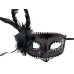 Siyah Renk Yandan Tüylü Güllü Gümüş Taşlı Pullu Maske 20X22 Cm