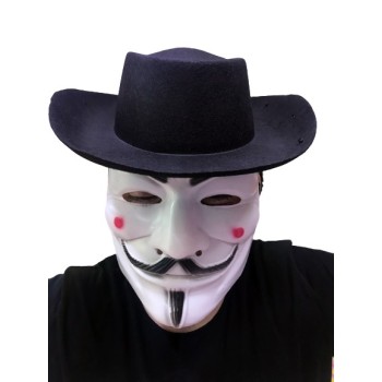 Siyah Renkli Delikli Çocuk Boy Vendetta Şapkası Ve Vendetta Maske..