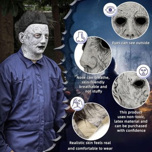 Siyah Saçlı Michael Myers Lateks Yüze Tam Yapışan Et Maske Korku ..