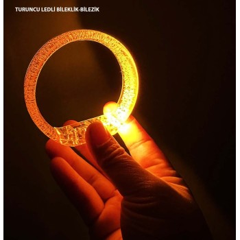 Turuncu Led Işıklı Baskı Yapılabilen Pilli Bileklik Bilezik 1,5 C..
