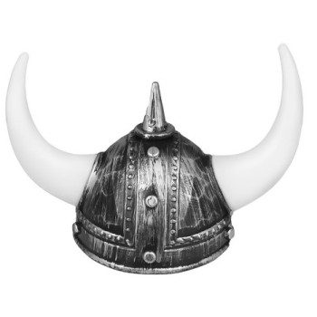 Yetişkin Boy Gümüş Renk Beyaz Boynuzlu Büyük Viking Başlığı Şapka..