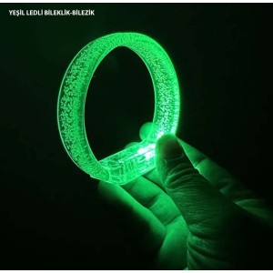 Yeşil Led Işıklı Baskı Yapılabilen Pilli Bileklik Bilezik 1,5 Cm ..
