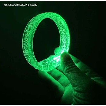 Yeşil Led Işıklı Baskı Yapılabilen Pilli Bileklik Bilezik 1,5 Cm ..