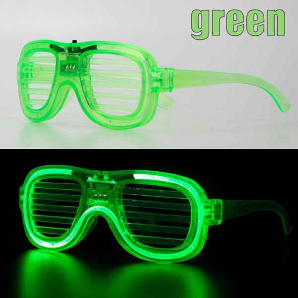 Yeşil LED Işıklı Parti Gözlüğü - Neon Glow Şerit Gözlük 3 Modlu