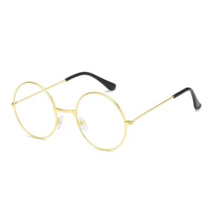 Yuvarlak Cam John Lennon Tarzı Hippi İmaj Gold Çerçeveli Şeffaf G..