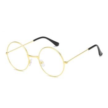 Yuvarlak Cam John Lennon Tarzı Hippi İmaj Gold Çerçeveli Şeffaf G..